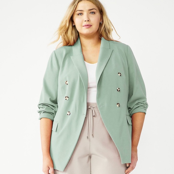 Nine West Jackets & Blazers - NWT Plus Size Nine West Double Breasted Blazer-2X-Mint Green